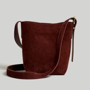Madewell Mini Essentials Suede Crossbody Bucket bag - Chocolate Raisin